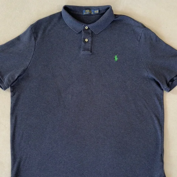 Ralph Lauren Polo Shirt Navy with Green Logo - Picture 6 of 8